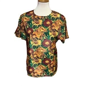 Vtg 90s bright sunflowers blouse